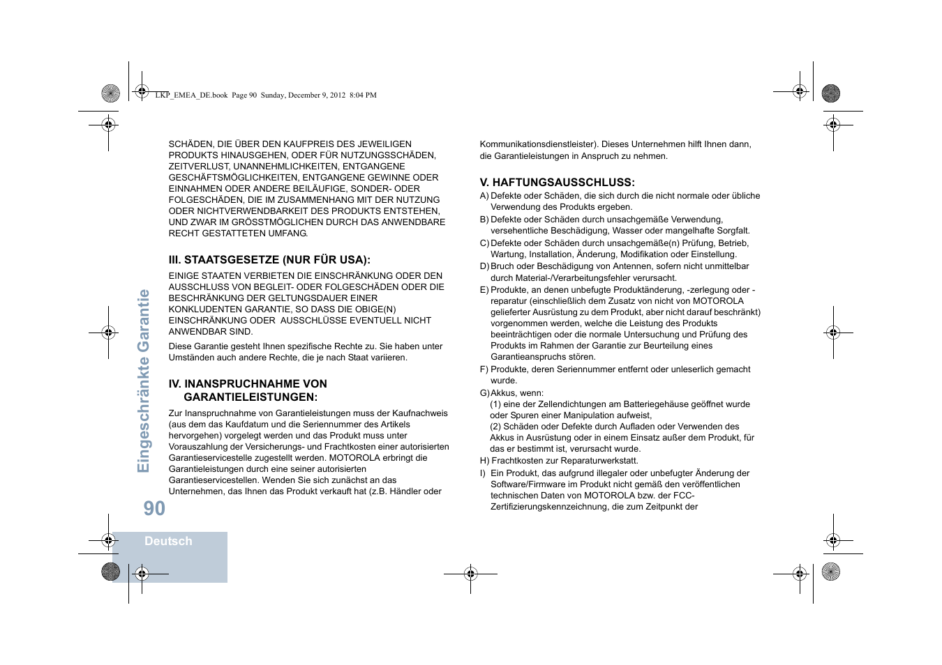 Eingeschränkte garantie | Motorola DP 2600 User Manual | Page 196 / 900