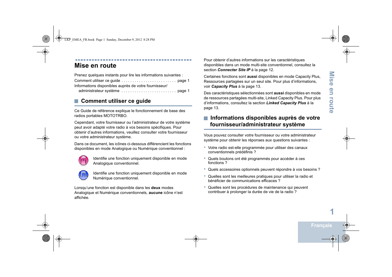 Mise en route, Comment utiliser ce guide, Administrateur système | Motorola DP 2600 User Manual | Page 207 / 900