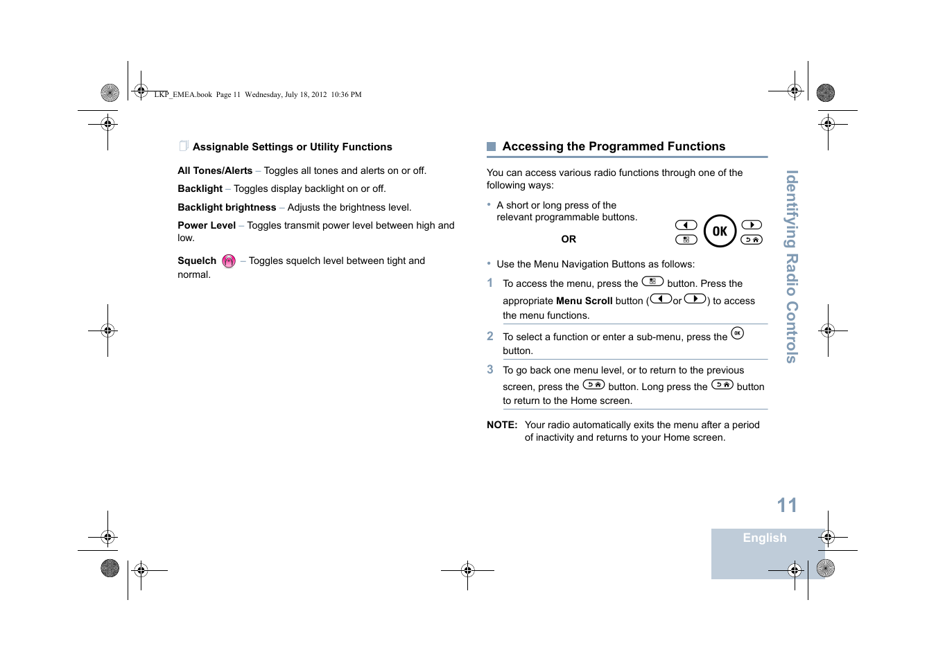 Assignable settings or utility functions, Accessing the programmed functions | Motorola DP 2600 User Manual | Page 21 / 900