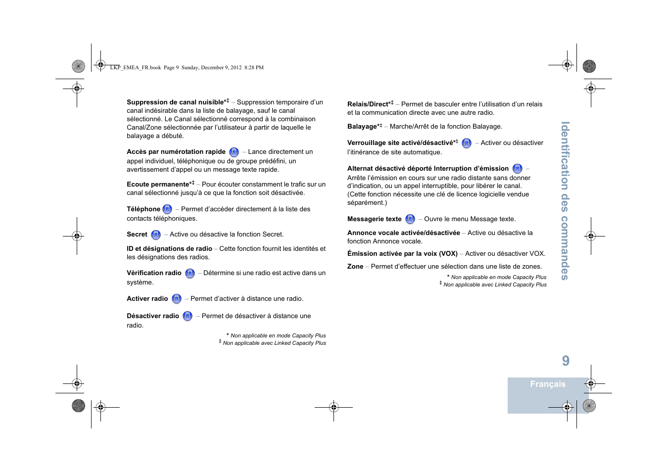 Identification des commandes | Motorola DP 2600 User Manual | Page 215 / 900