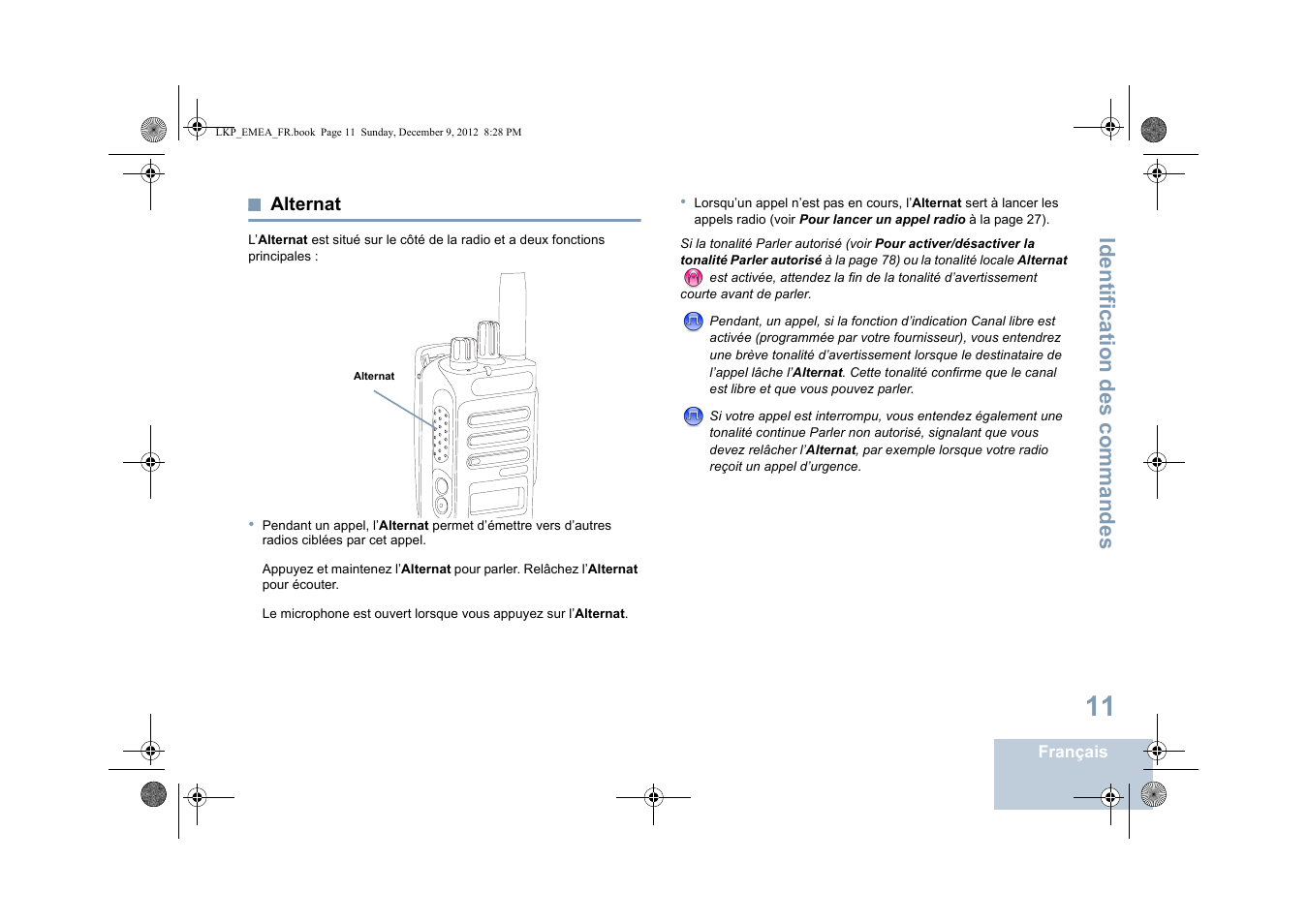 Alternat, Identification des commandes | Motorola DP 2600 User Manual | Page 217 / 900