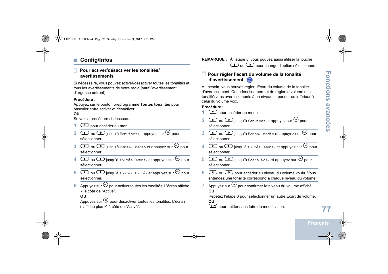 Config/infos, Fonctions avancées | Motorola DP 2600 User Manual | Page 283 / 900