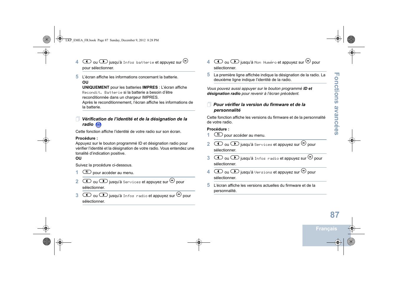 Fonctions avancées | Motorola DP 2600 User Manual | Page 293 / 900