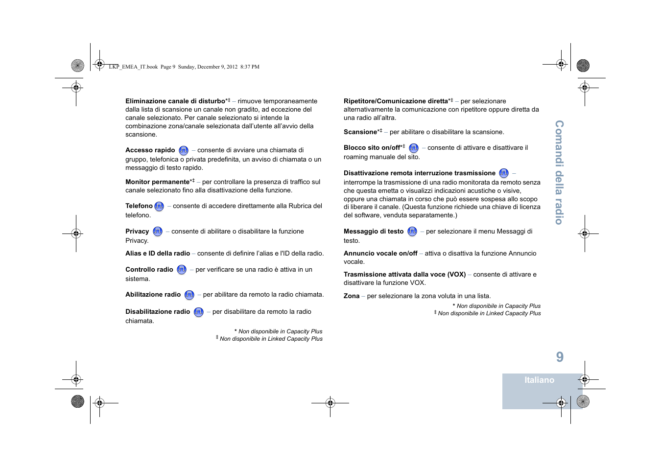 Comandi della radio | Motorola DP 2600 User Manual | Page 317 / 900