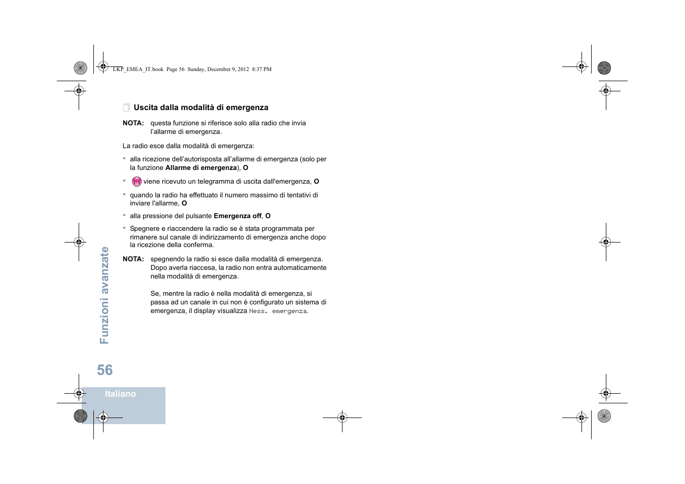 Uscita dalla modalità di emergenza, Funzioni avanzate | Motorola DP 2600 User Manual | Page 364 / 900