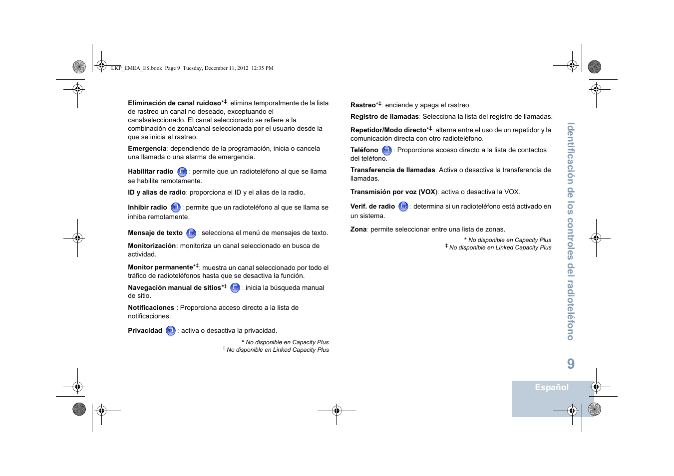 Identificación de los c ontroles del radioteléfono | Motorola DP 2600 User Manual | Page 417 / 900