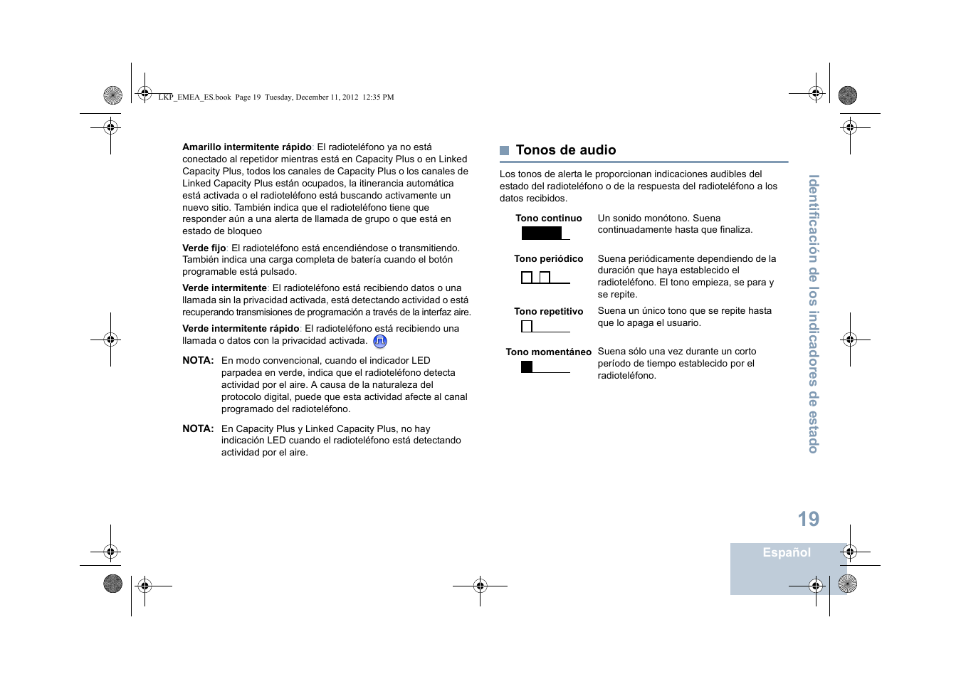 Tonos de audio | Motorola DP 2600 User Manual | Page 427 / 900