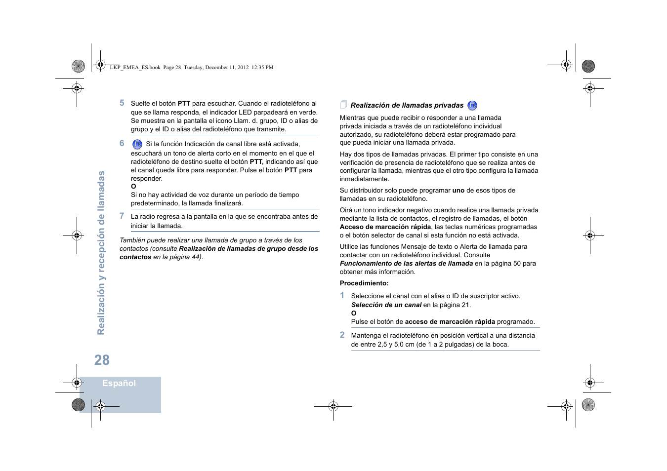 Realización de llamadas privadas | Motorola DP 2600 User Manual | Page 436 / 900