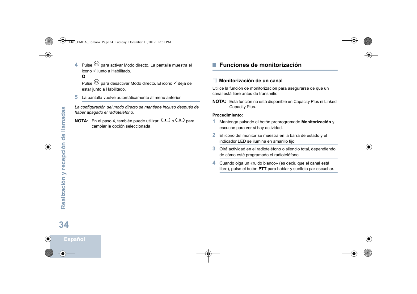 Funciones de monitorización, Monitorización de un canal | Motorola DP 2600 User Manual | Page 442 / 900