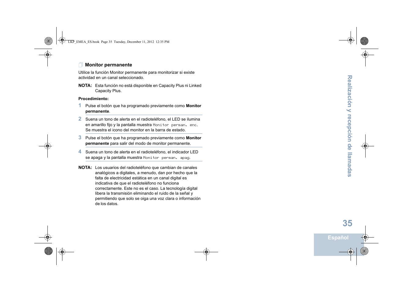 Monitor permanente | Motorola DP 2600 User Manual | Page 443 / 900