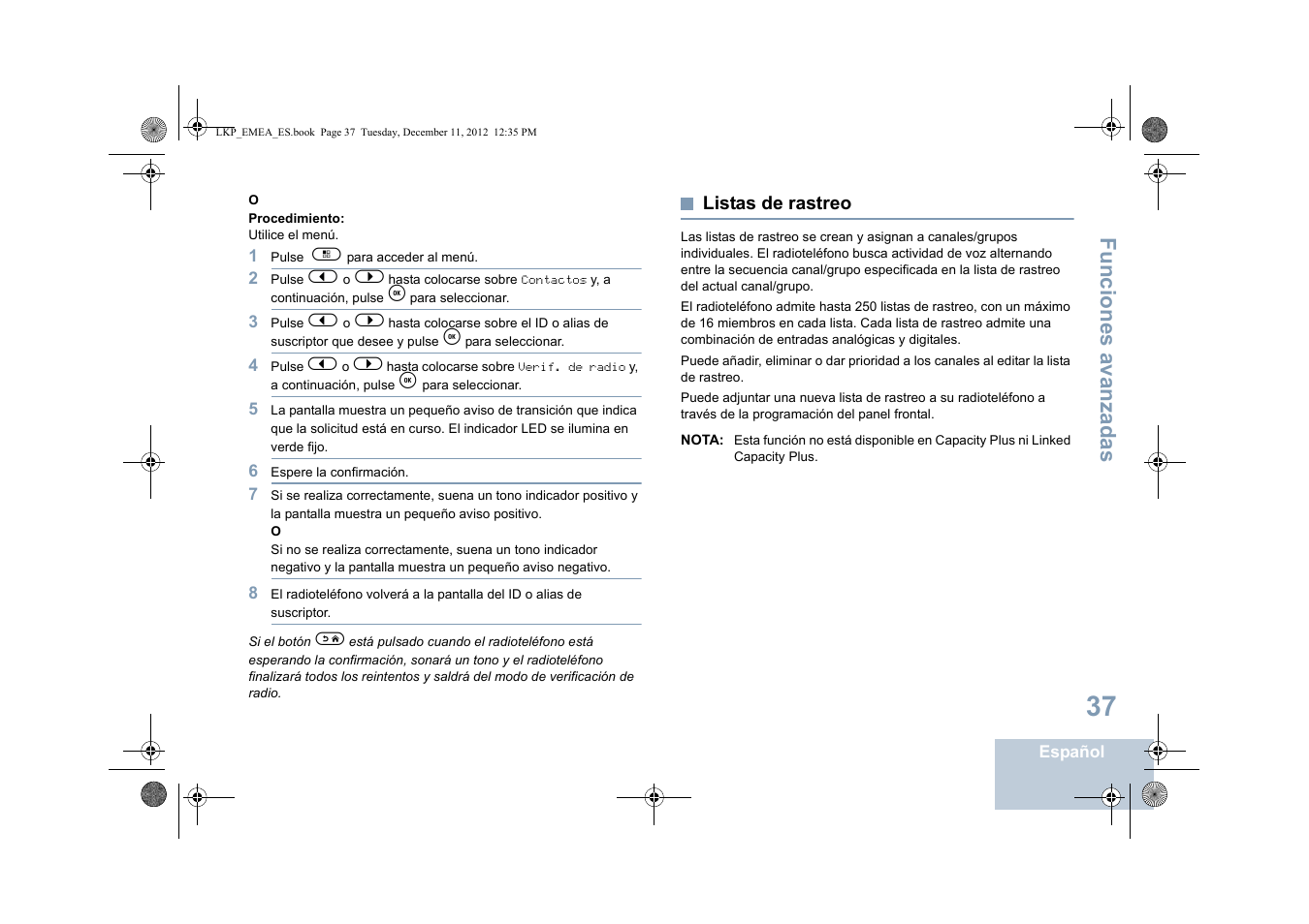 Listas de rastreo, Funciones avanzadas | Motorola DP 2600 User Manual | Page 445 / 900