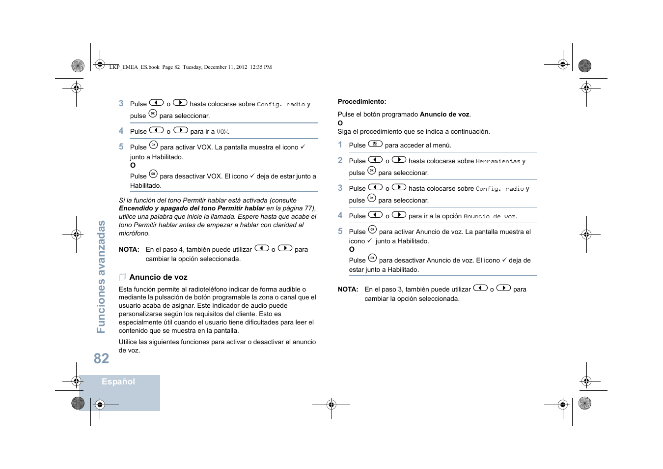 Anuncio de voz, Funciones avanzadas | Motorola DP 2600 User Manual | Page 490 / 900