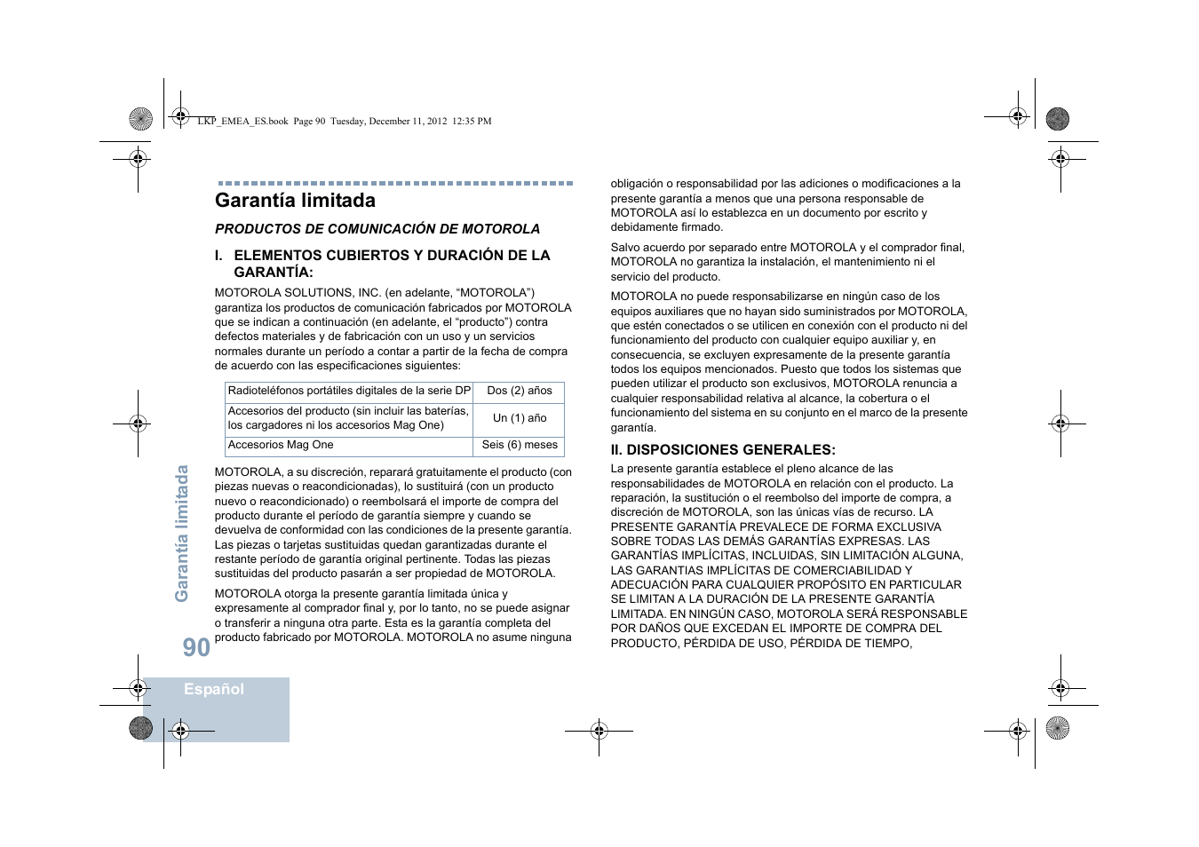 Garantía limitada | Motorola DP 2600 User Manual | Page 498 / 900