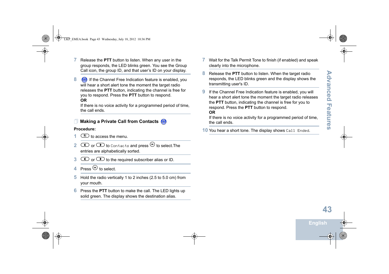 Making a private call from contacts | Motorola DP 2600 User Manual | Page 53 / 900