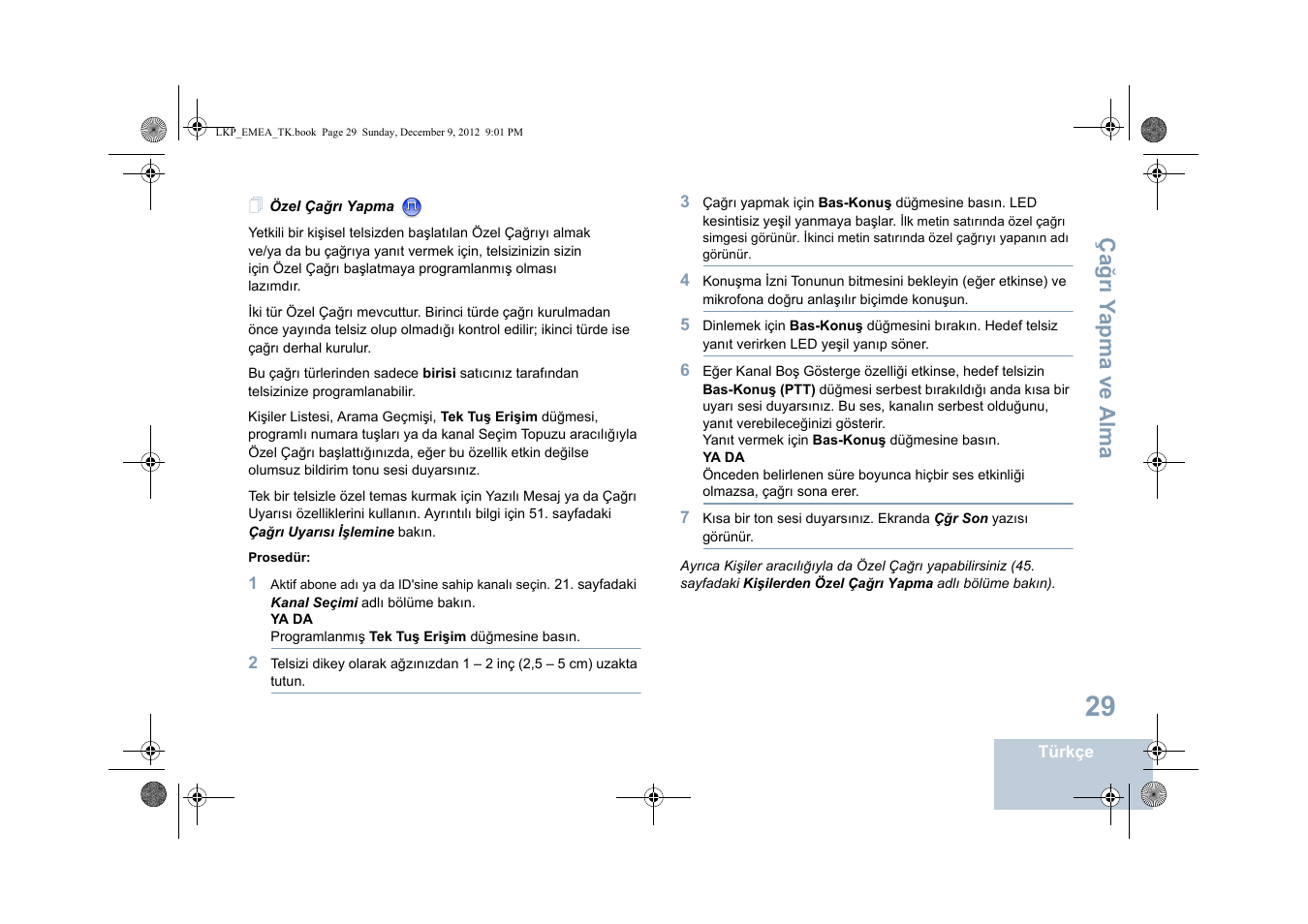 Özel çağrı yapma | Motorola DP 2600 User Manual | Page 537 / 900