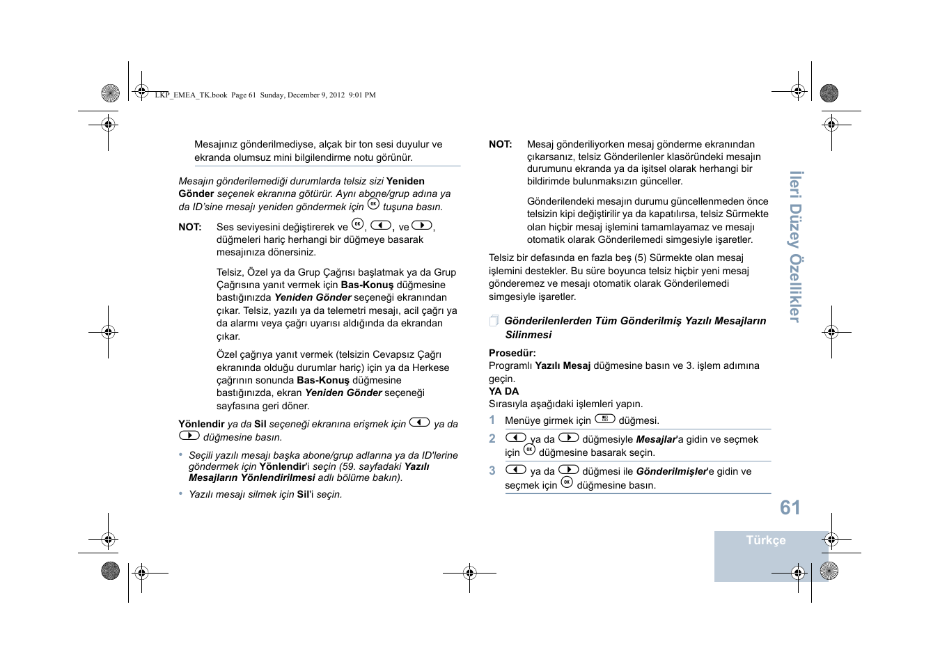 Ileri düzey özellikler | Motorola DP 2600 User Manual | Page 569 / 900