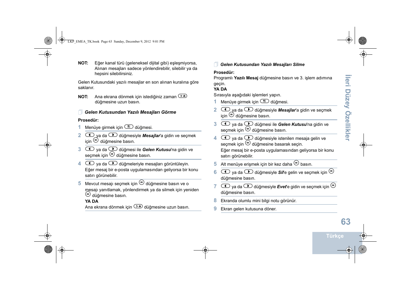 Gelen kutusundan yazılı mesajları görme, Gelen kutusundan yazılı mesajları silme | Motorola DP 2600 User Manual | Page 571 / 900