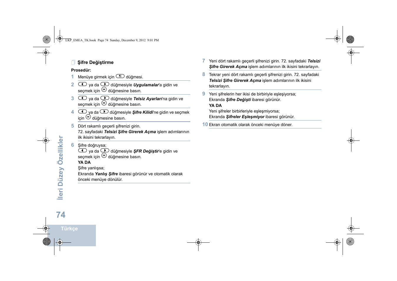 Şifre değiştirme | Motorola DP 2600 User Manual | Page 582 / 900