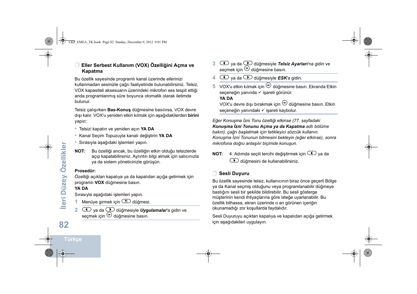 Sesli duyuru, Ileri düzey özellikler | Motorola DP 2600 User Manual | Page 590 / 900