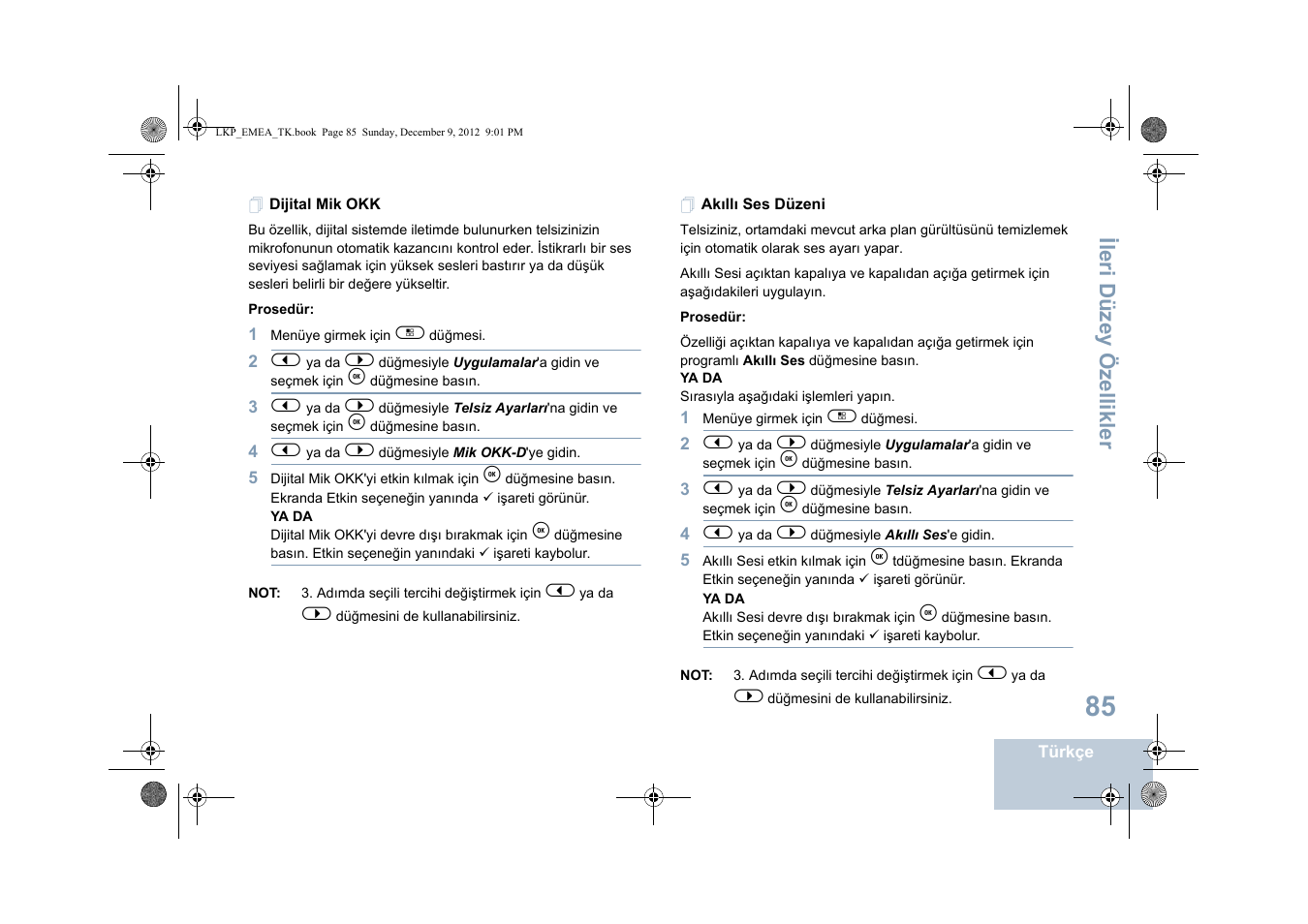 Dijital mik okk, Akıllı ses düzeni, Dijital mik okk akıllı ses düzeni | Motorola DP 2600 User Manual | Page 593 / 900