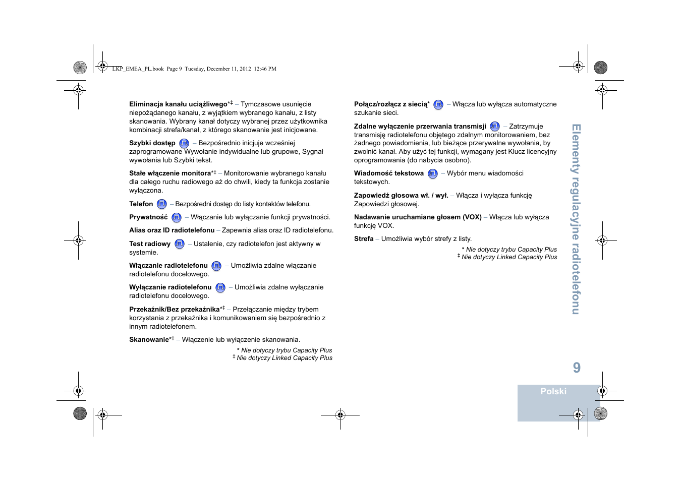 Elementy regulacyjne radiotelefonu | Motorola DP 2600 User Manual | Page 617 / 900