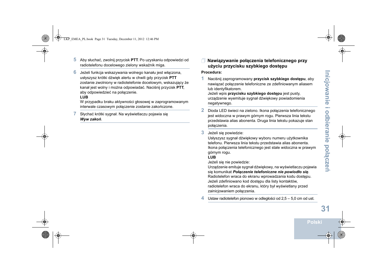 Inicjowanie i odbieranie po łą cze ń | Motorola DP 2600 User Manual | Page 639 / 900