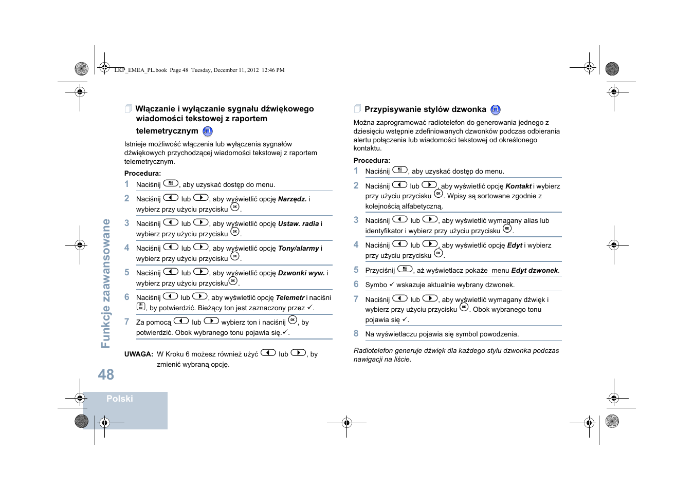 Przypisywanie stylów dzwonka, Fu nkcje zaaw an so wane | Motorola DP 2600 User Manual | Page 656 / 900