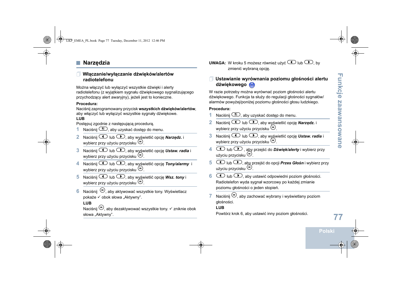 Narzędzia, Fu n kcje zaaw an so wan e | Motorola DP 2600 User Manual | Page 685 / 900