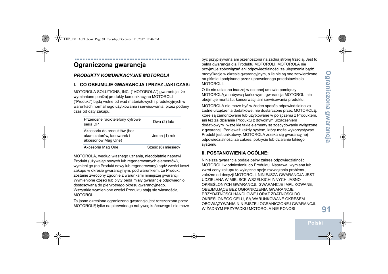 Ograniczona gwarancja | Motorola DP 2600 User Manual | Page 699 / 900