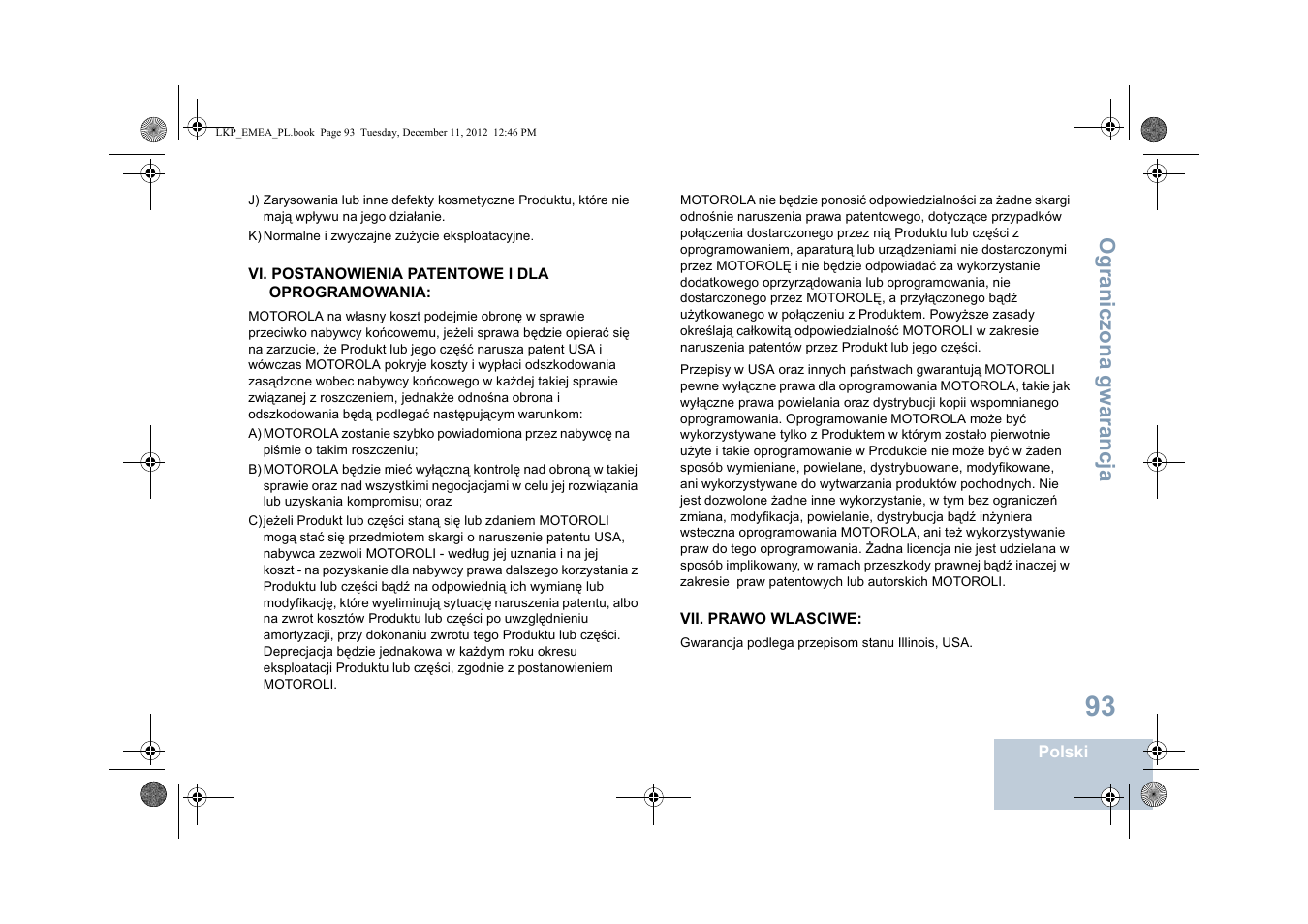 Ograniczona gwarancja | Motorola DP 2600 User Manual | Page 701 / 900