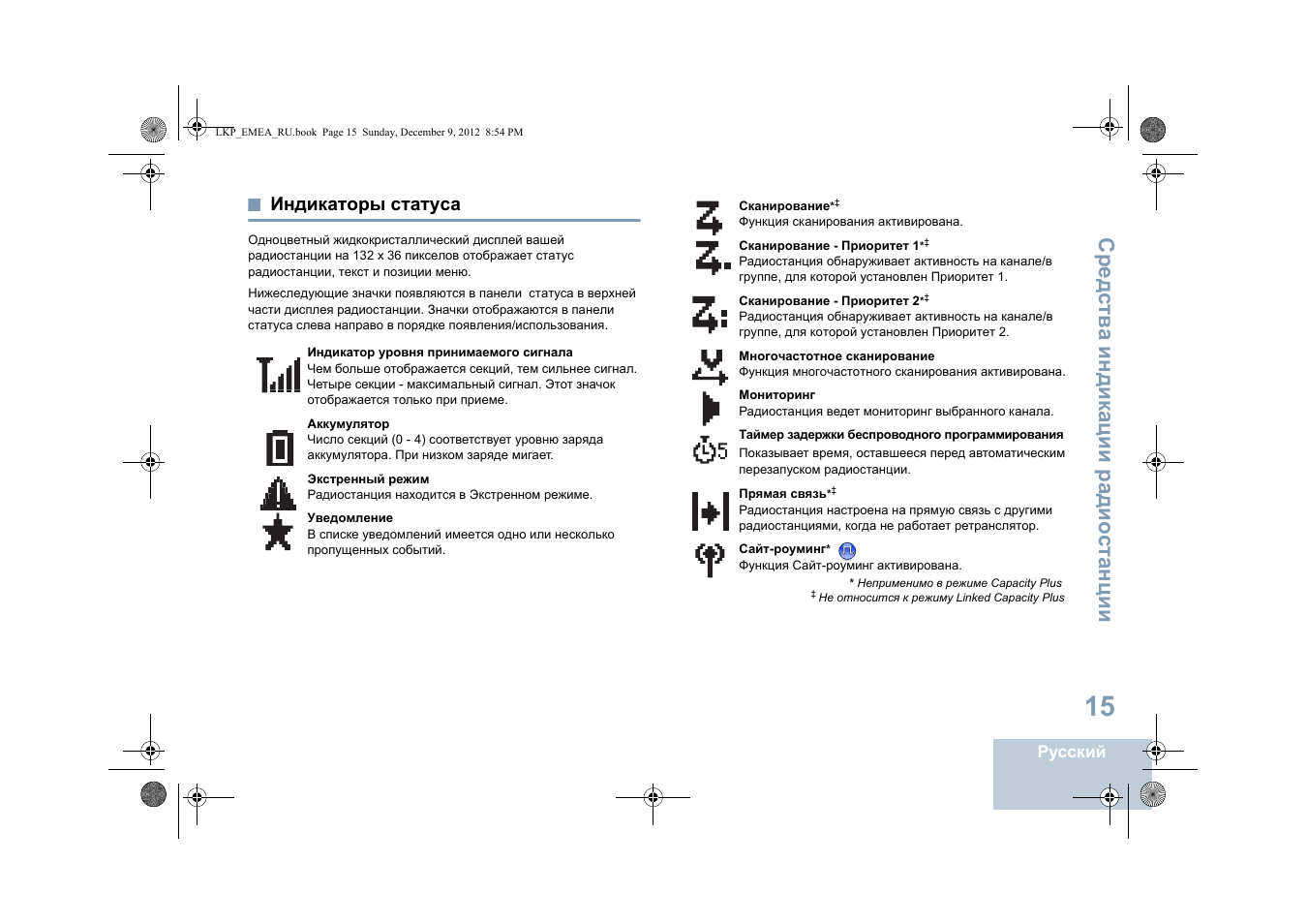 Индикаторы статуса, Сред ств а индикации радио ст анции | Motorola DP 2600 User Manual | Page 725 / 900