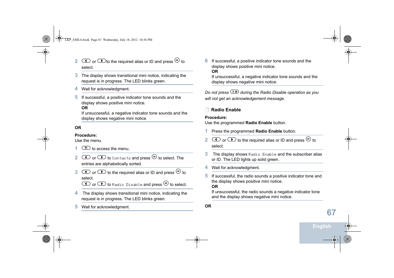 Radio enable | Motorola DP 2600 User Manual | Page 77 / 900