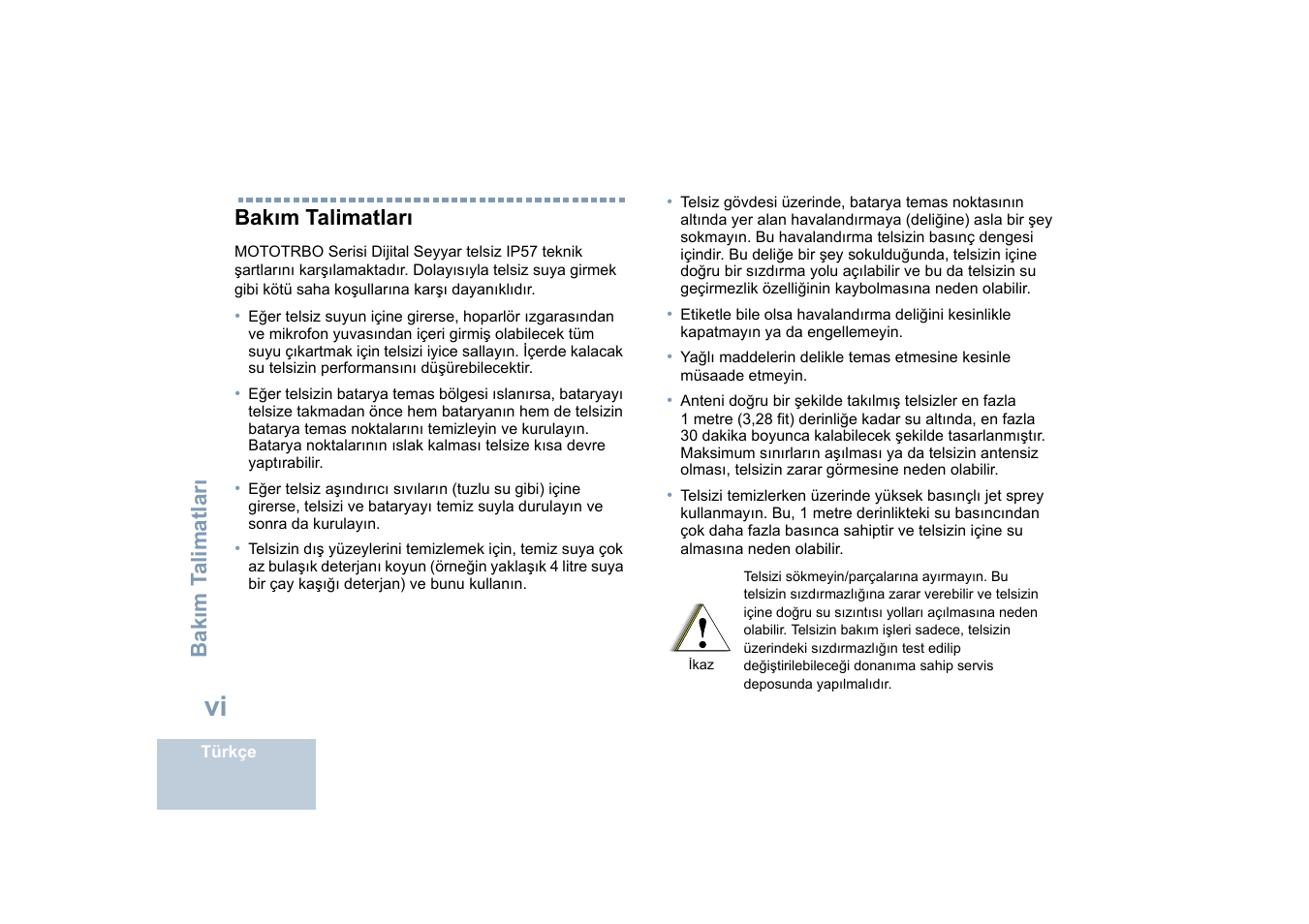 Bakım talimatları | Motorola DP 4400 UHF User Manual | Page 248 / 436