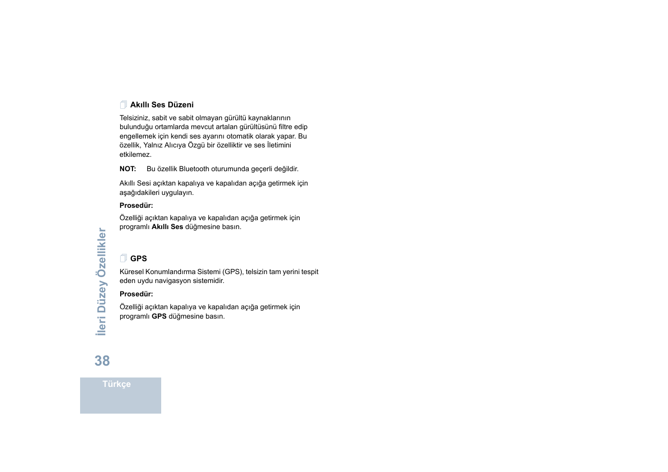 Akıllı ses düzeni, Akıllı ses düzeni gps, Ileri düzey özellikler | Motorola DP 4400 UHF User Manual | Page 286 / 436