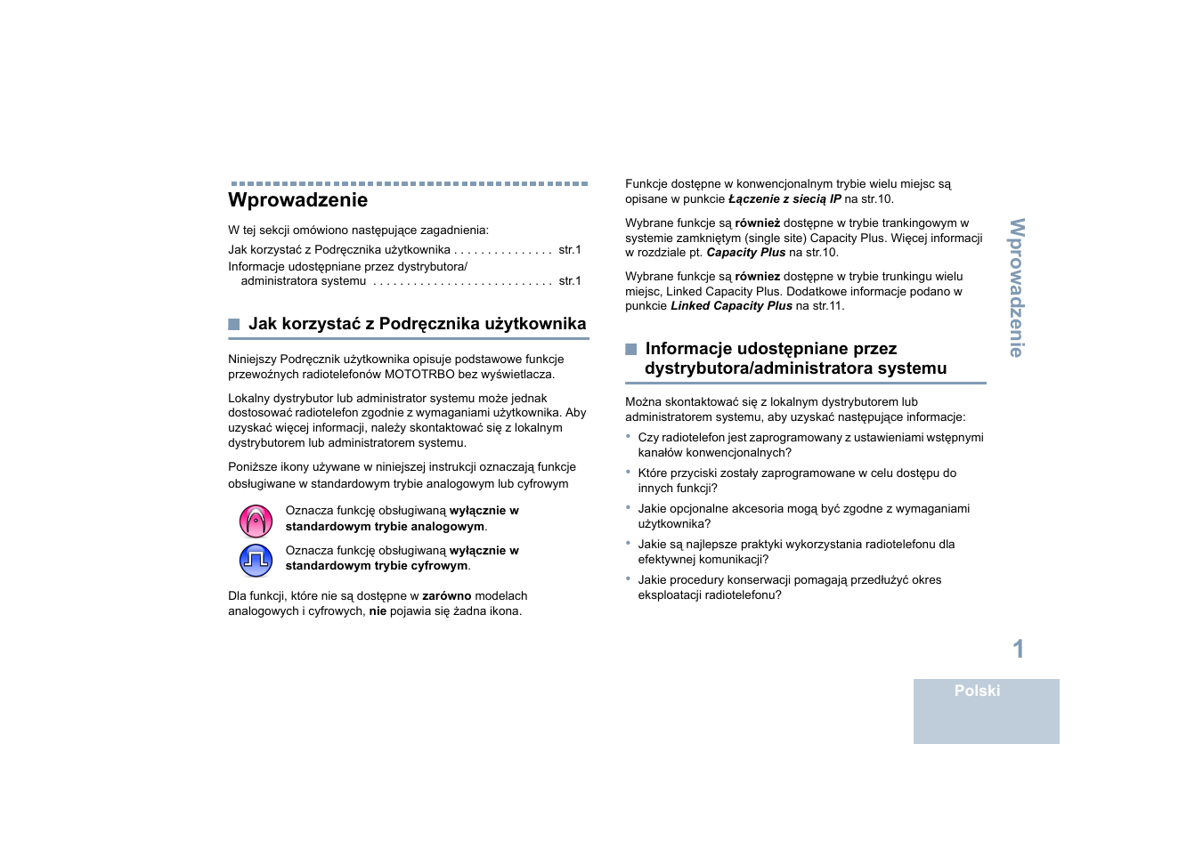 Wprowadzenie, Jak korzystać z podręcznika użytkownika, Administratora systemu | Motorola DP 4400 UHF User Manual | Page 297 / 436