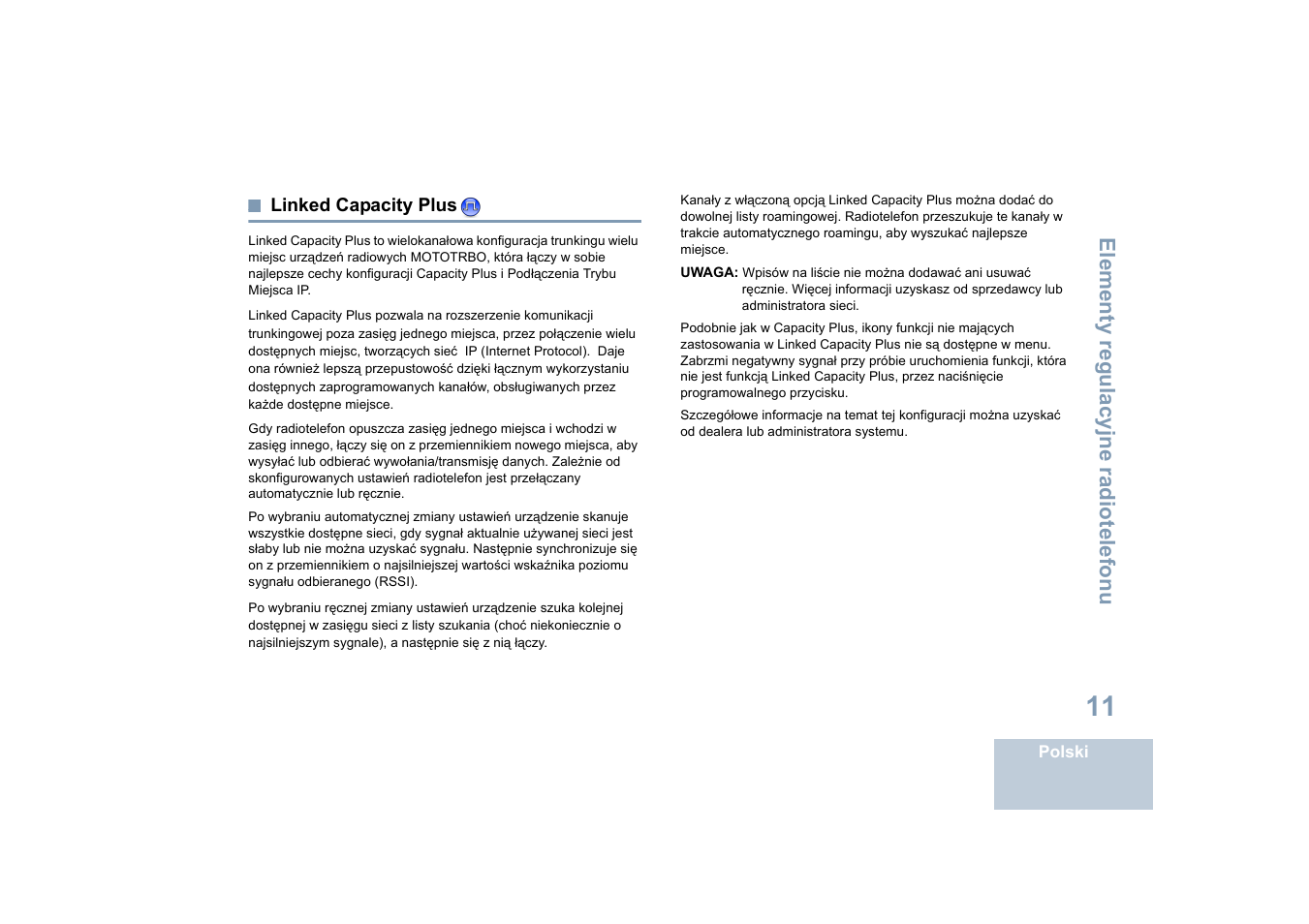 Linked capacity plus, Elementy regulacyjne radiotelefonu | Motorola DP 4400 UHF User Manual | Page 307 / 436