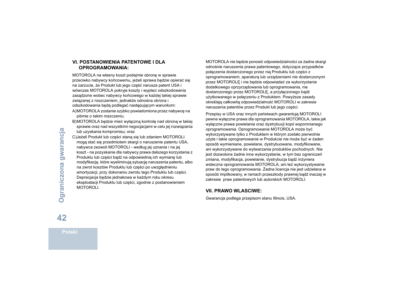 Ograniczona gwarancja | Motorola DP 4400 UHF User Manual | Page 338 / 436