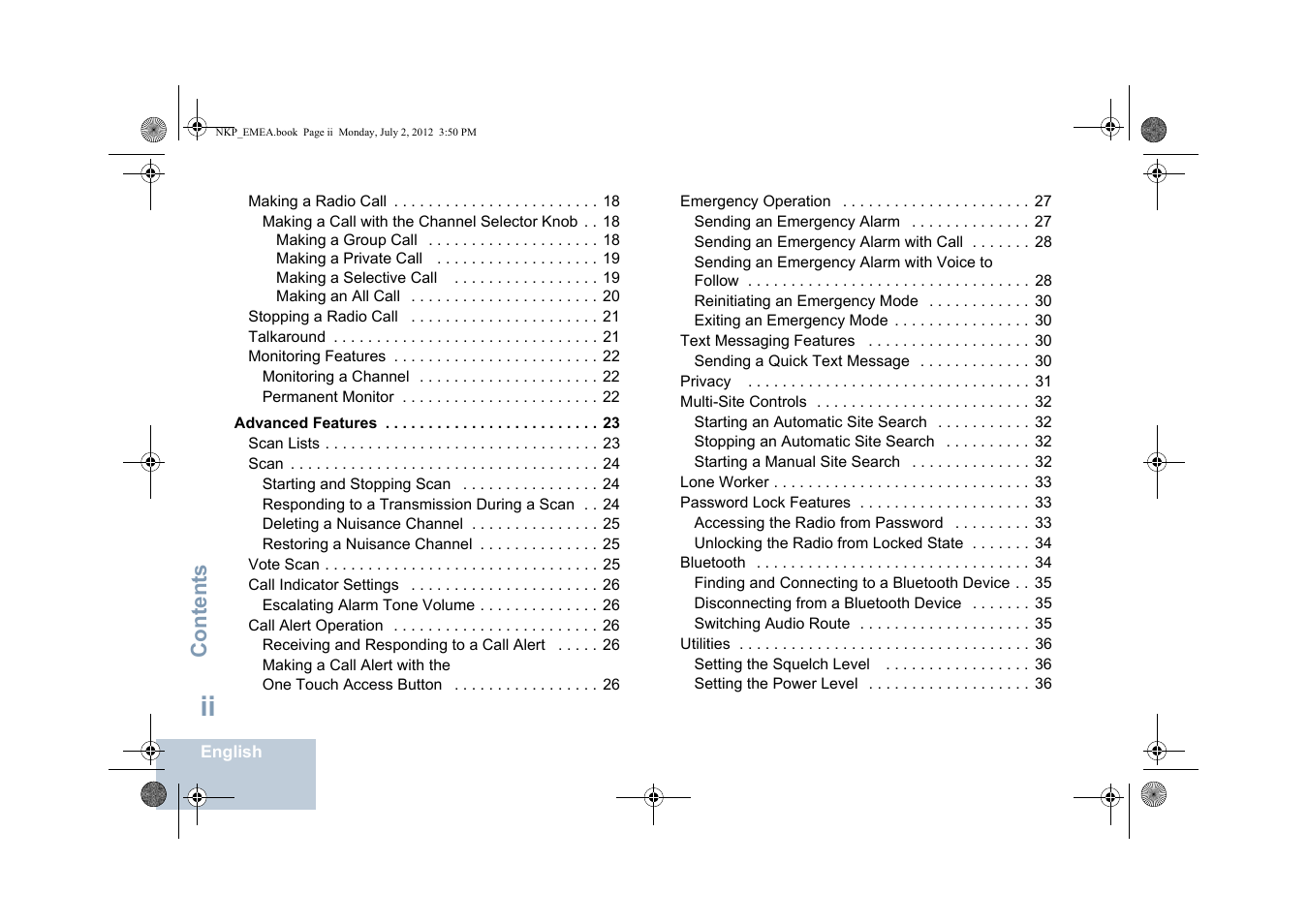 Content s | Motorola DP 4400 UHF User Manual | Page 4 / 436