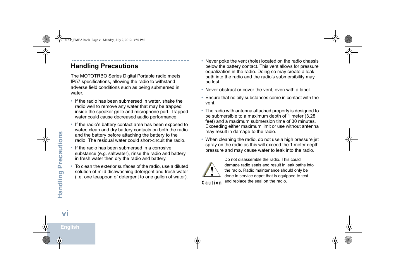 Handling precautions | Motorola DP 4400 UHF User Manual | Page 8 / 436