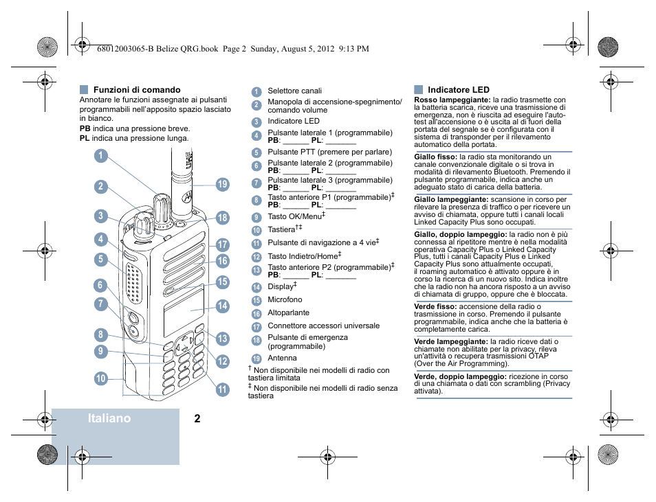 Italiano | Motorola DP 4600 UHF User Manual | Page 10 / 40