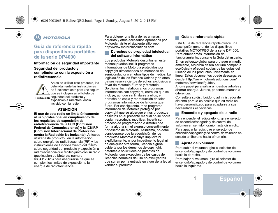 Español | Motorola DP 4600 UHF User Manual | Page 11 / 40