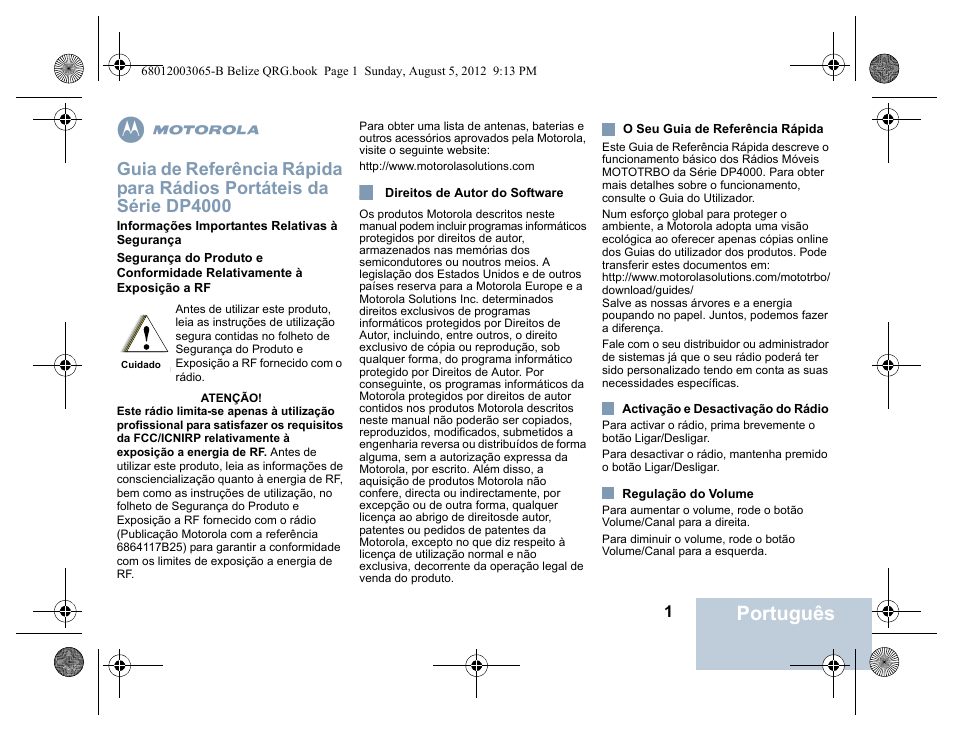 Português | Motorola DP 4600 UHF User Manual | Page 13 / 40