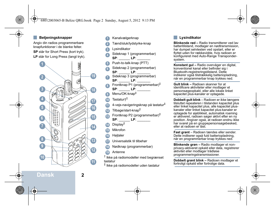 Dansk | Motorola DP 4600 UHF User Manual | Page 18 / 40