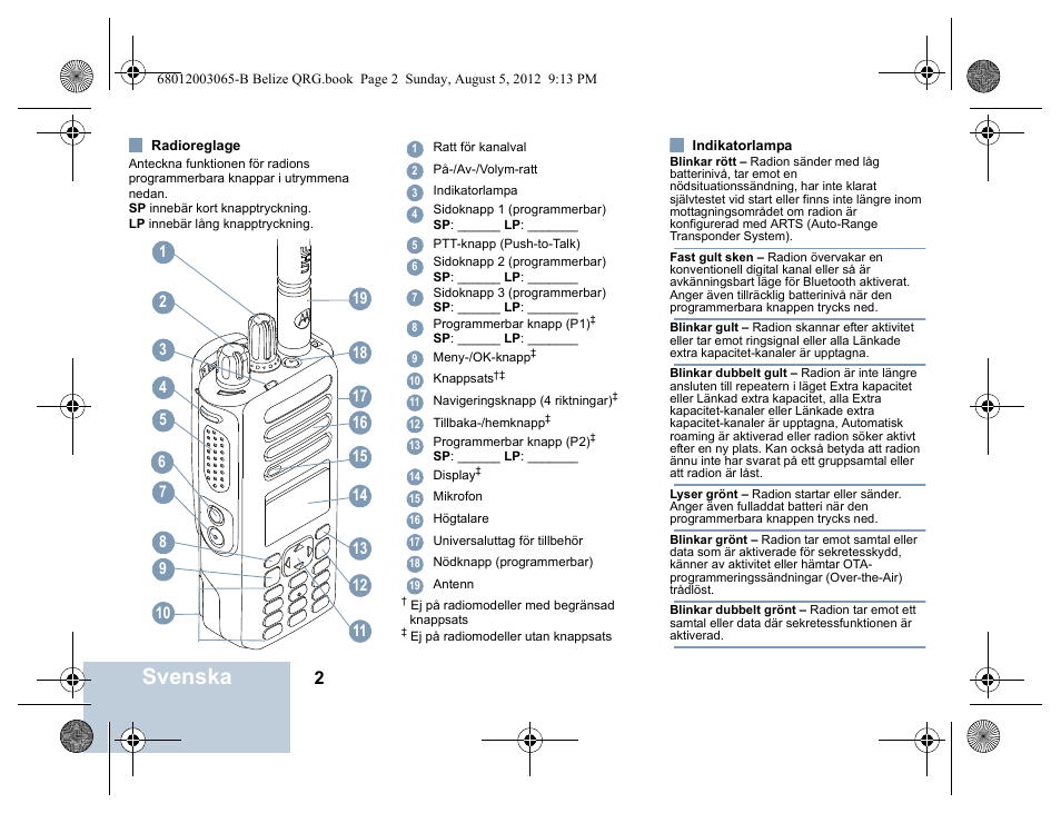 Svenska | Motorola DP 4600 UHF User Manual | Page 20 / 40