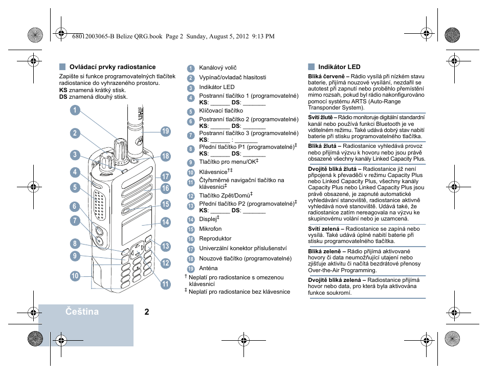 Čeština | Motorola DP 4600 UHF User Manual | Page 30 / 40