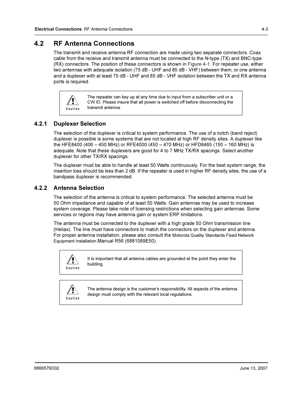 2 rf antenna connections | Motorola DR 3000 User Manual | Page 18 / 26