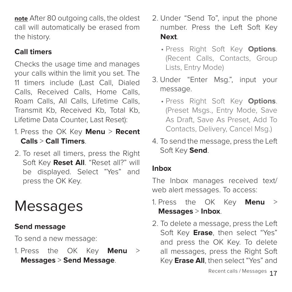 Messages | Cricket Communications A100 User Manual | Page 17 / 53