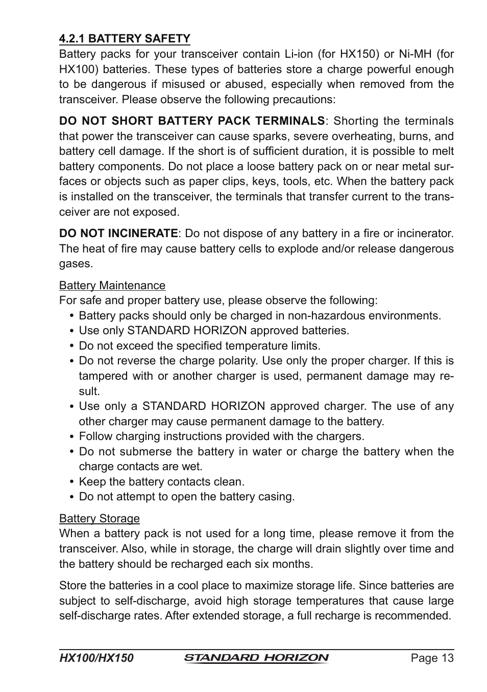 Standard Horizon HX-100S User Manual | Page 13 / 48