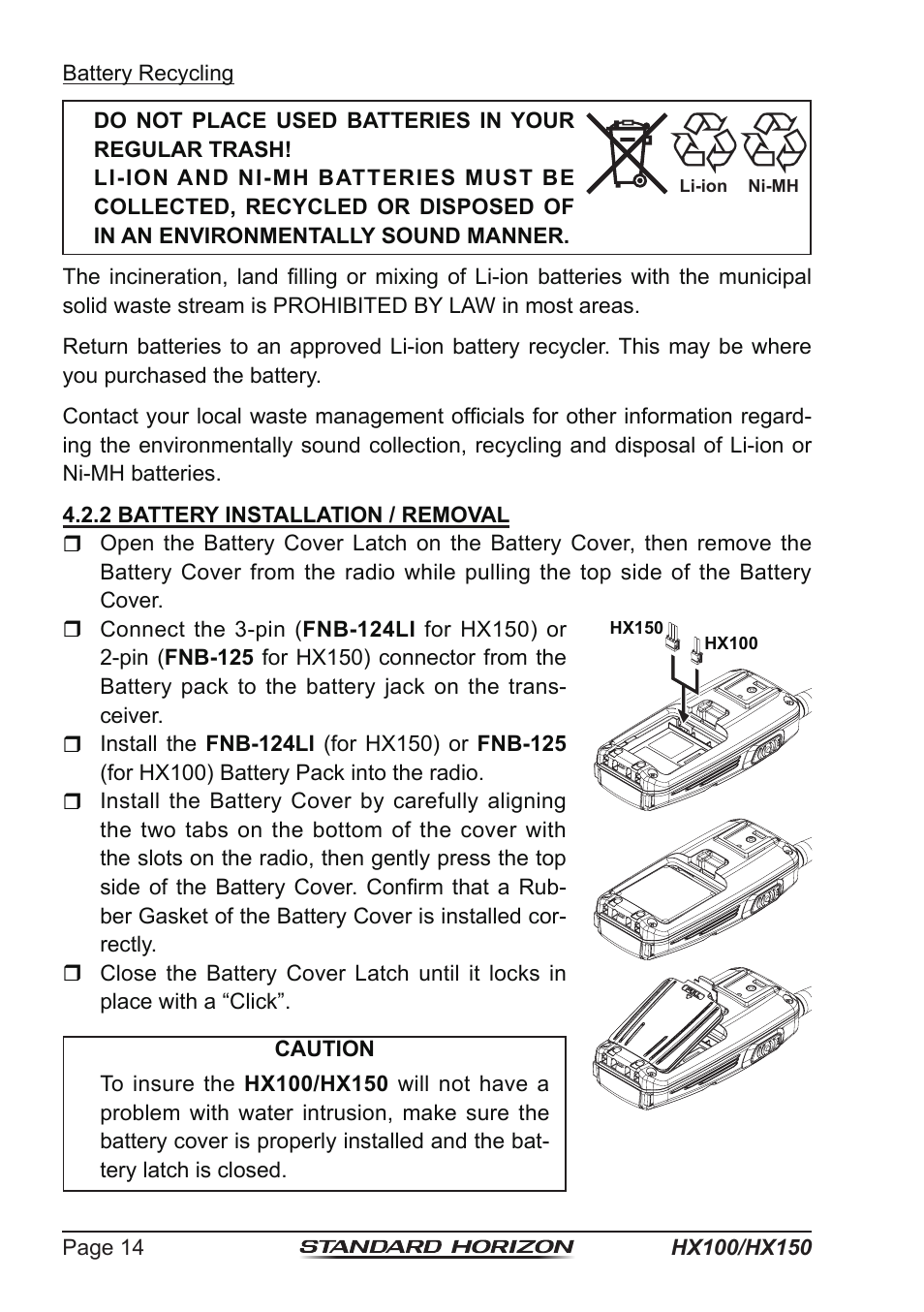 Standard Horizon HX-100S User Manual | Page 14 / 48