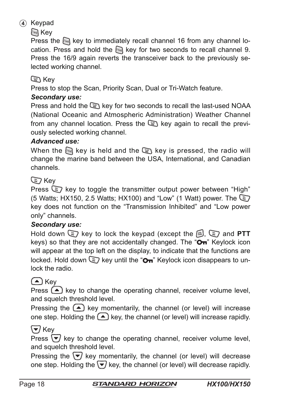 Standard Horizon HX-100S User Manual | Page 18 / 48